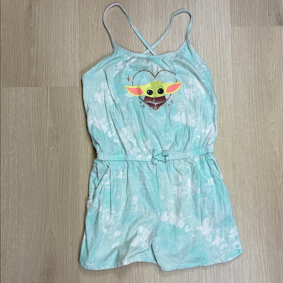 Star Wars Other - Star Wars Jumping Beans Mint Green Tie Dye Baby Yoda Romper